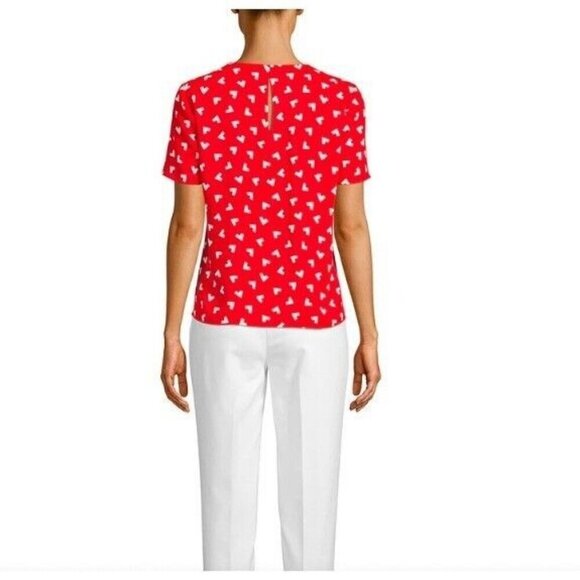 Anne Klein $69 Charleston Printed Short Sleeve Blouse Size M - Picture 2 of 4